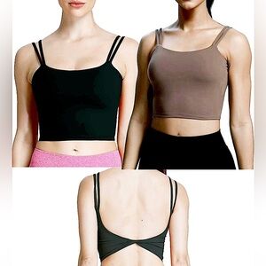 NWOT Aoxjox Workout Sports Bras Fitness Padded Backless Yoga twist back bundle